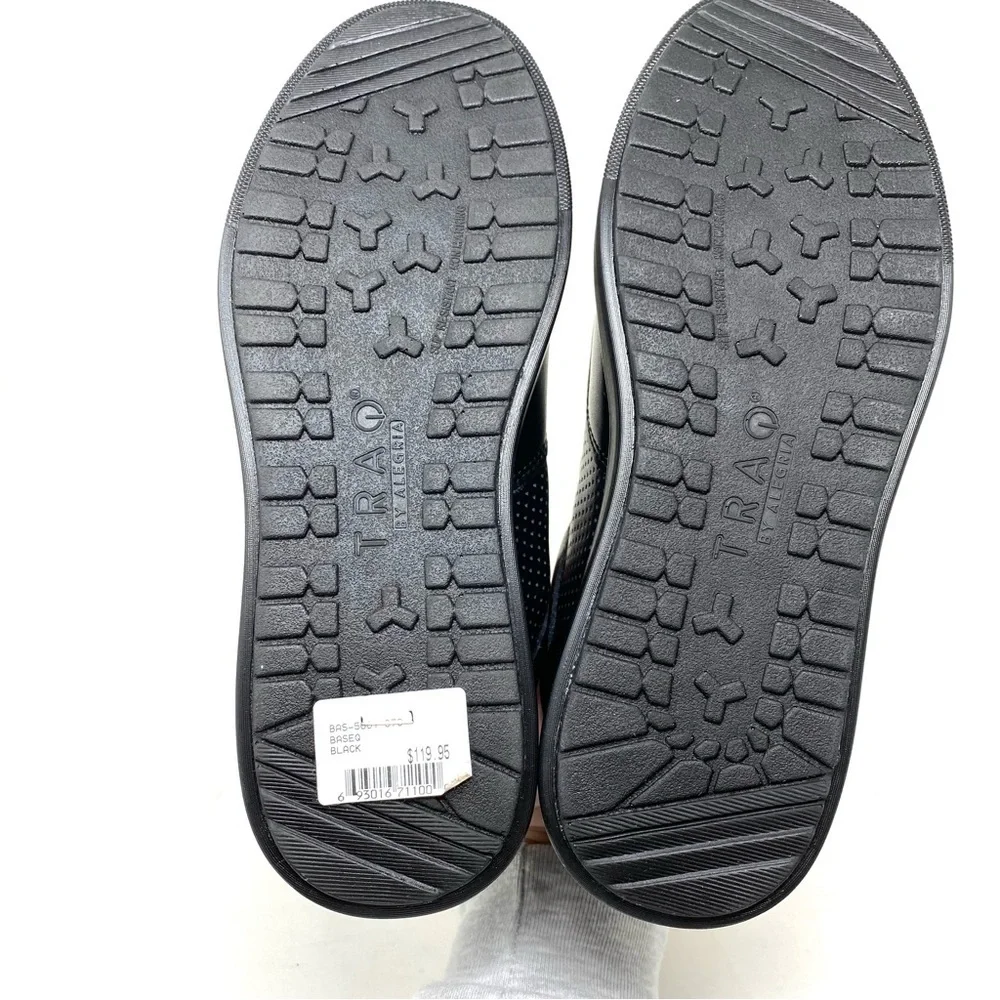Traq by Alegria Black Low-Top Leather Athletic Sneaker